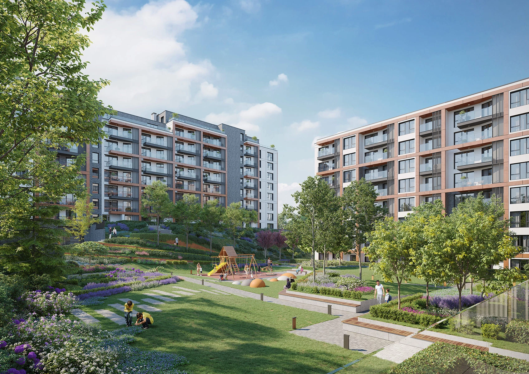 NIDO Residence в София с озеленен вътрешен двор между жилищните сгради