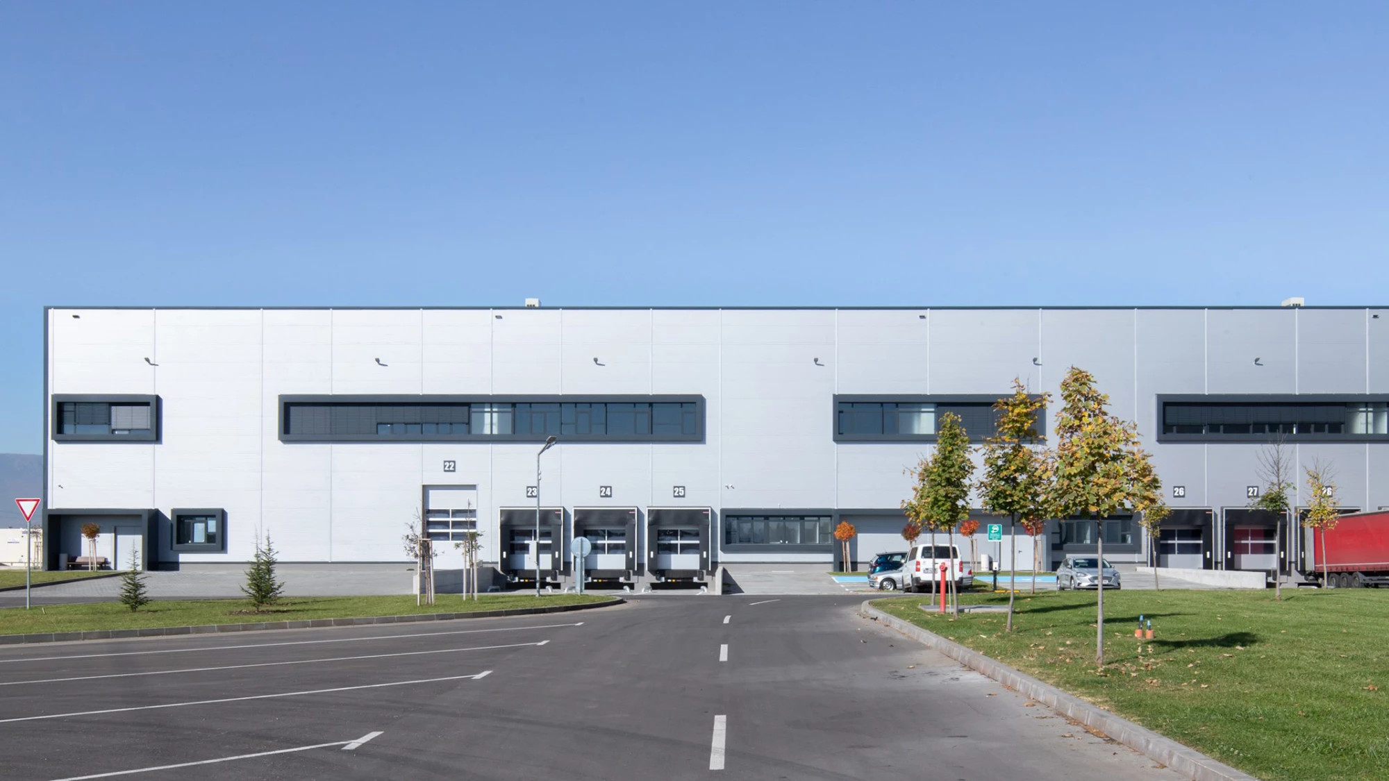 Office 1 Block C logistics facility in Ravno Pole with the main vehicle approach to the building