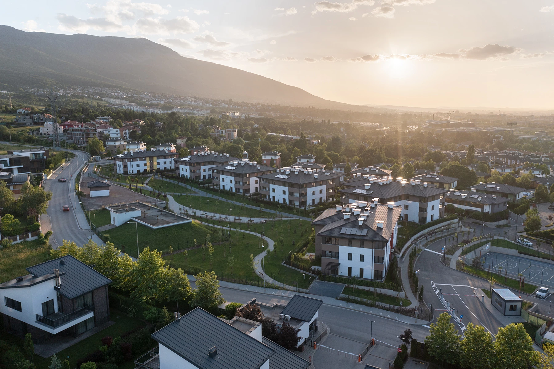 Aerial view of Residential Park Sofia Phase 3B with residential buildings and landscaped areas