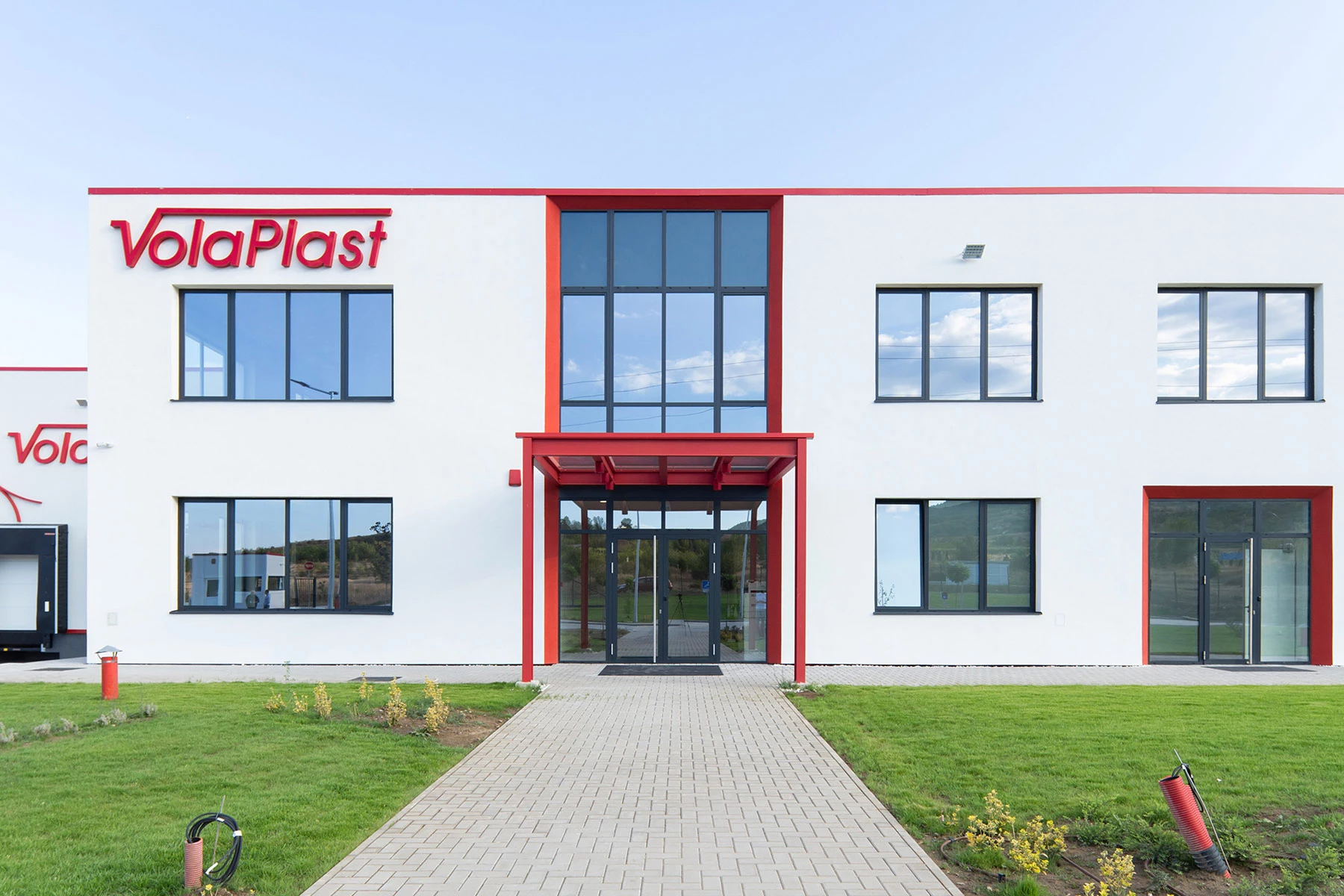 Main entrance and administrative facade of the VolaPlast production facility in Kyustendil