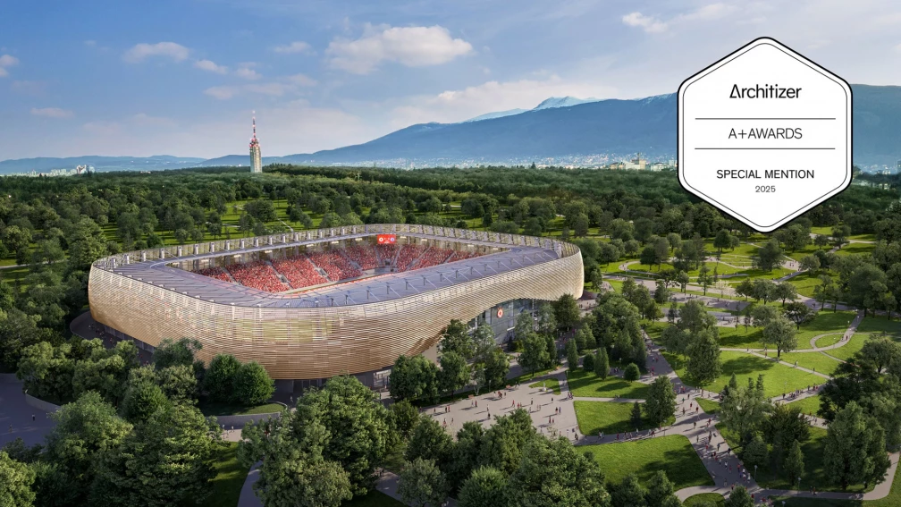 Architectural visualization of the reconstructed Bulgarian Army Stadium
