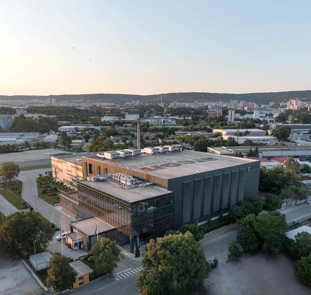 Aerial view of the AREON production buildings in Varna by IPA - Architecture and more