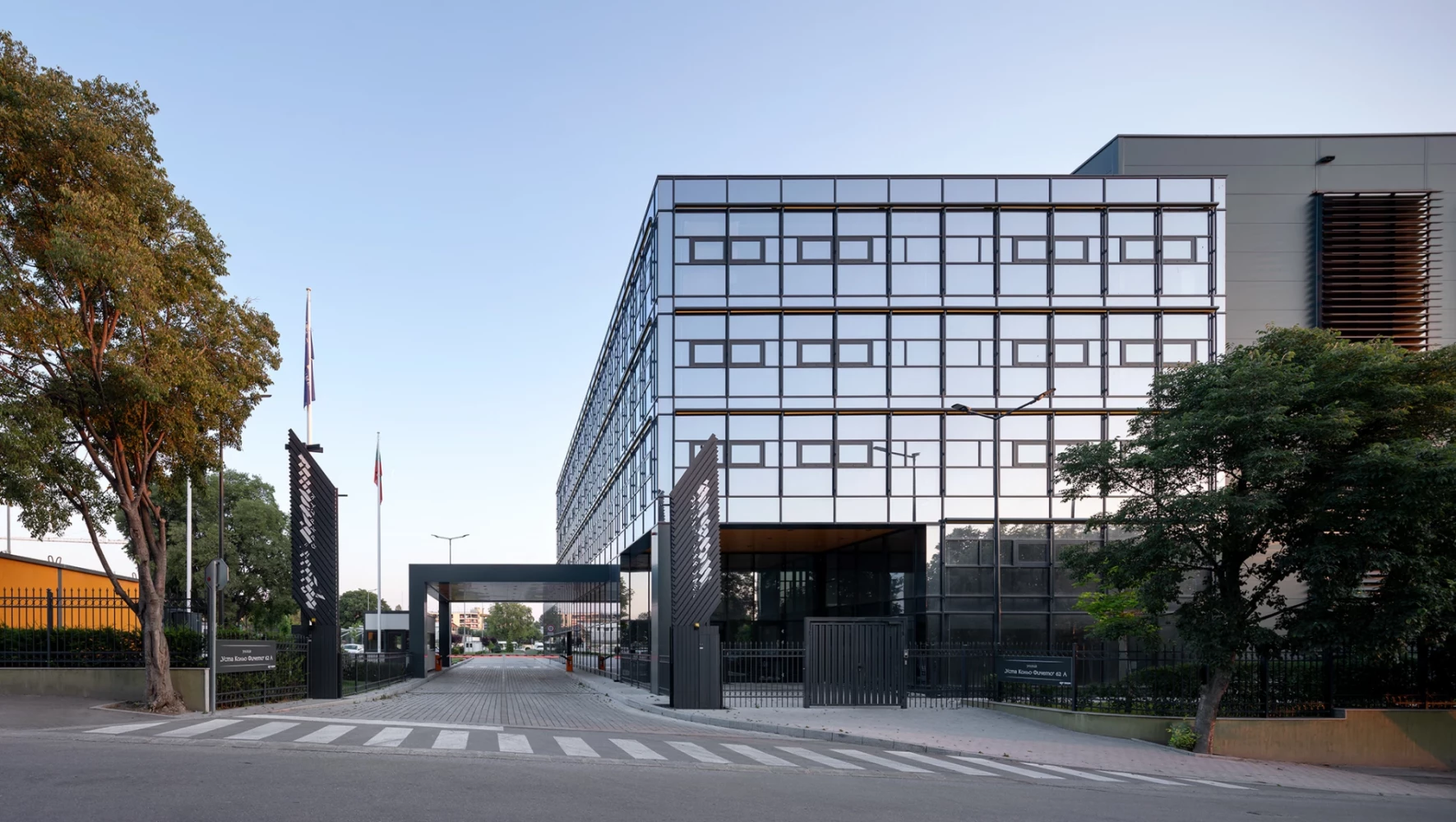 Main vehicle entrance to the AREON production and administrative complex