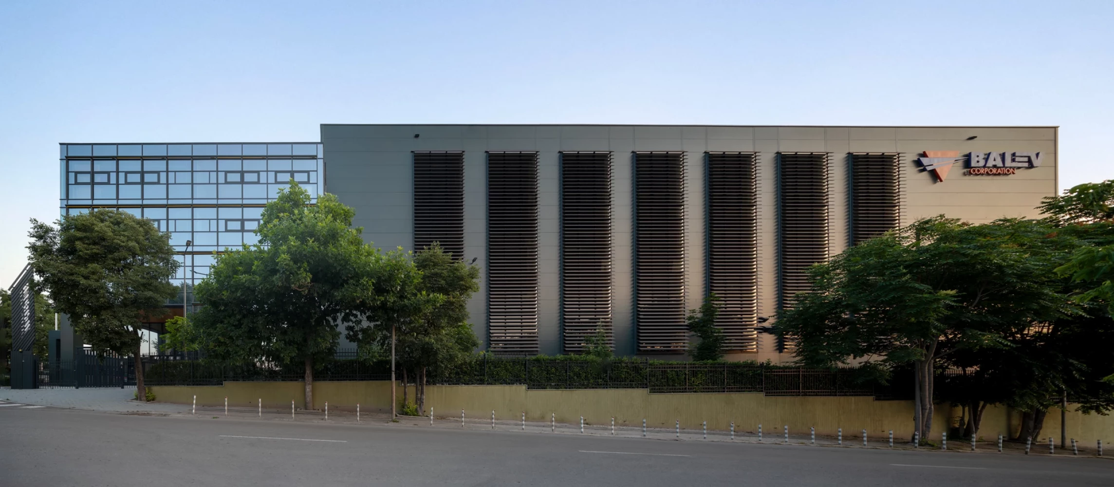 Facade of a production building at the AREON complex in Varna