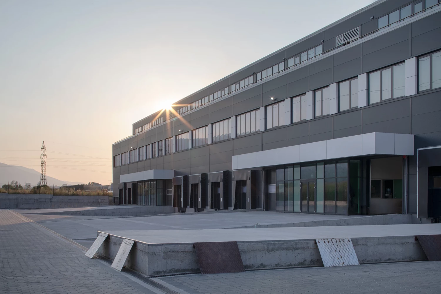 Side view of the administrative building at BG Line Logistics Base