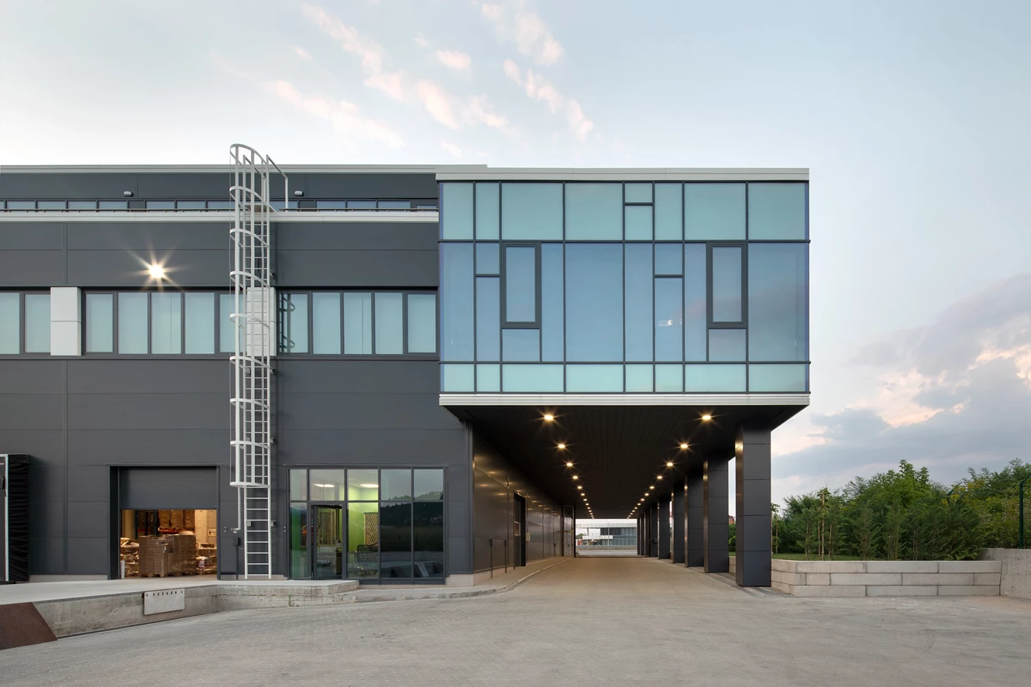 Elevated administrative volume of BG Line Logistics Base above the internal access road