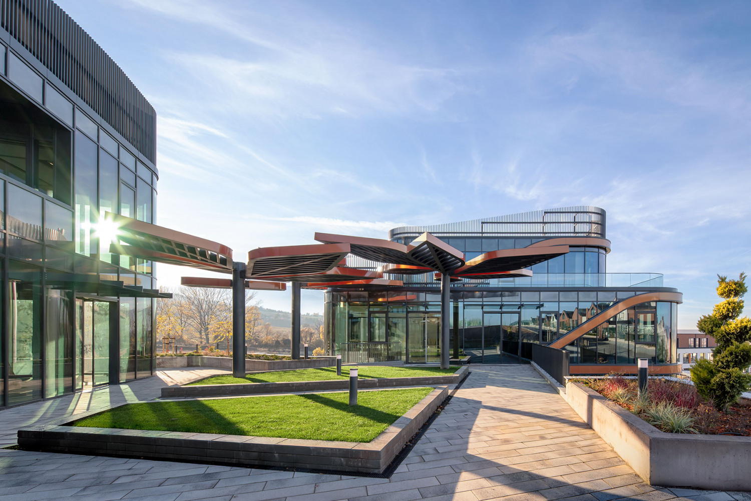 Office buildings and green spaces at Lozen Tech Park