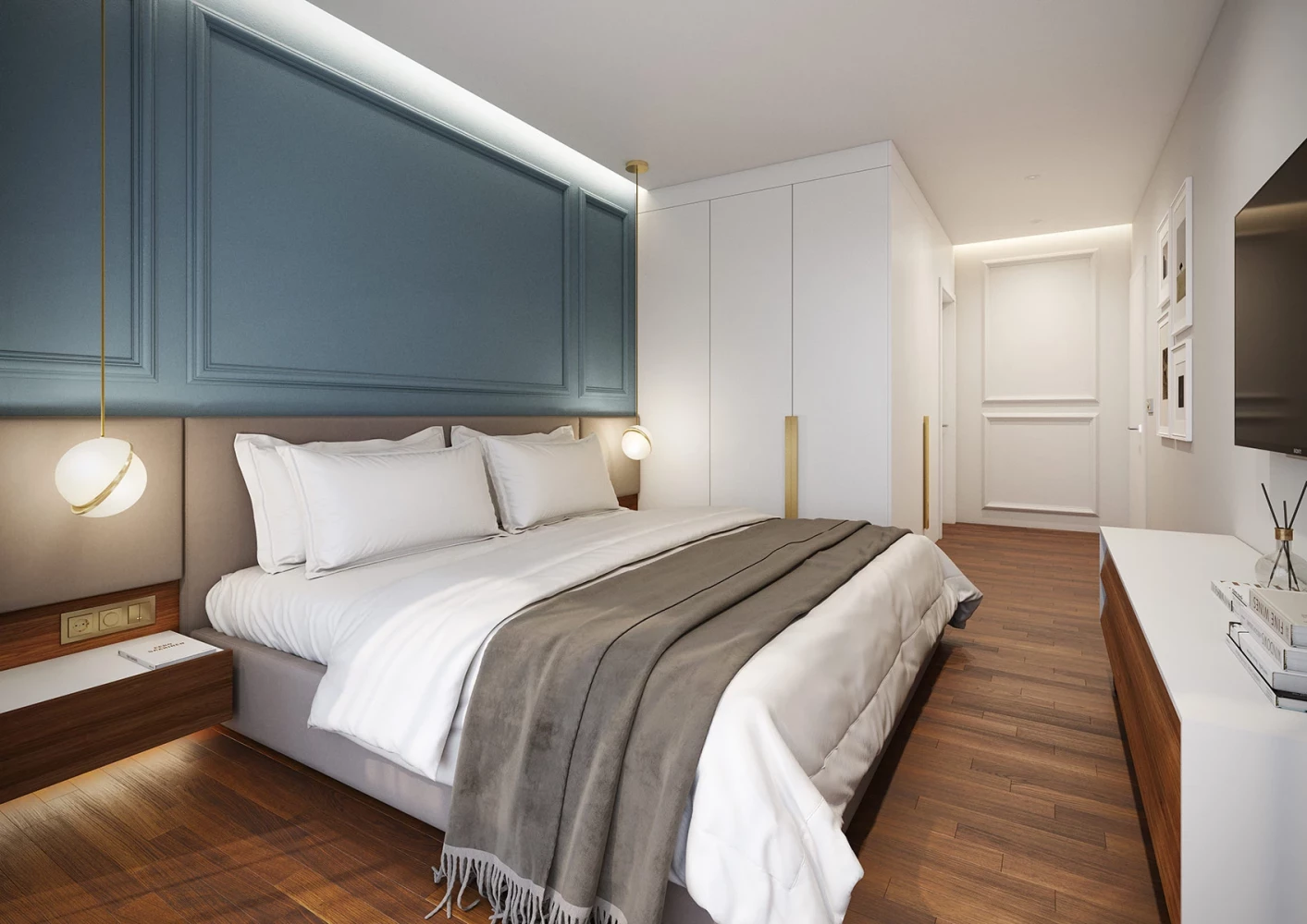 Интериор на спалня в апартамент в NIDO Residence