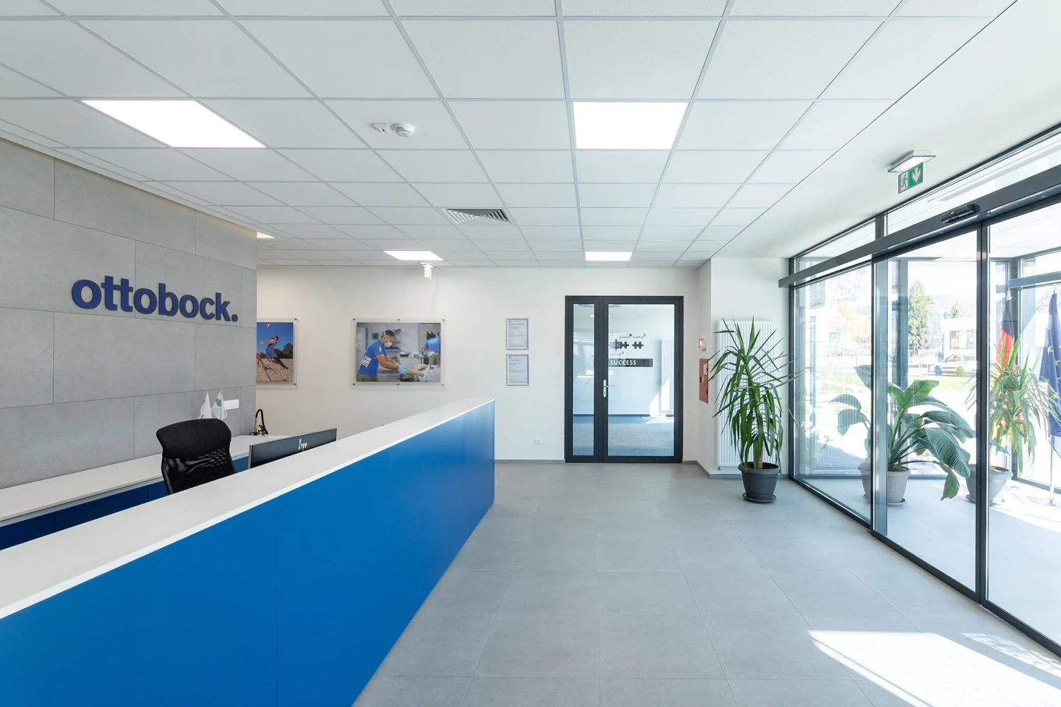 Reception and entrance area in the administrative building of Ottobock in Blagoevgrad