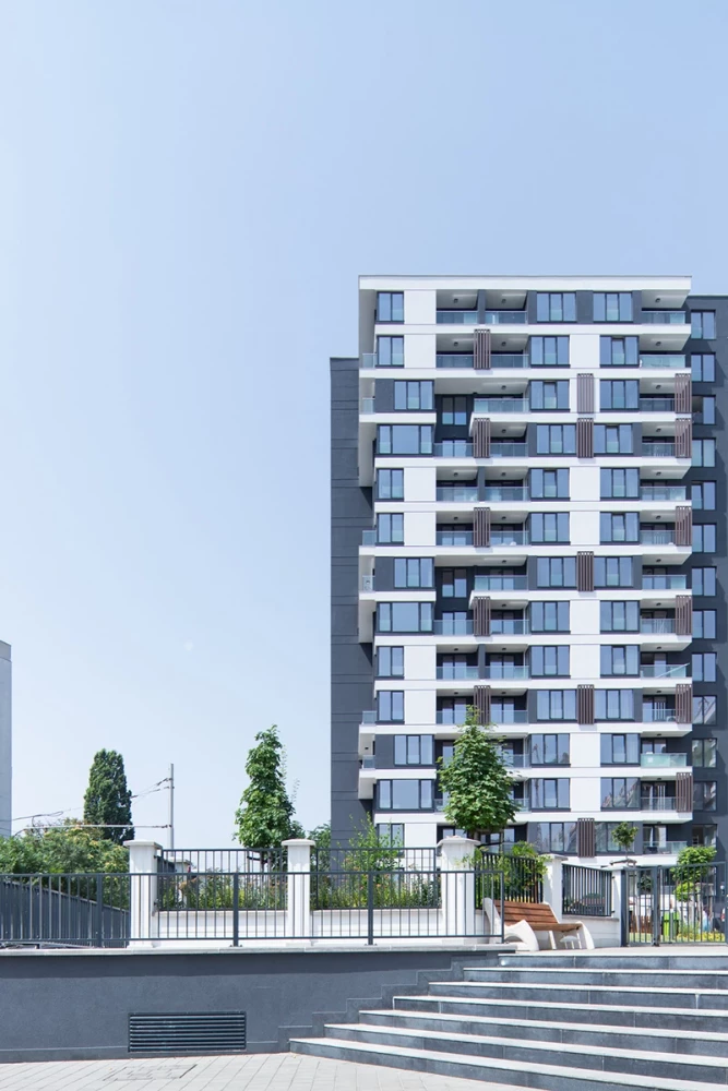 High-rise residential section of Park View Residence with rhythmic balconies and windows