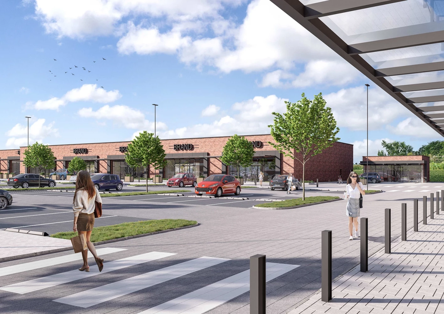 Visualization of the pedestrian access to the retail buildings at Pirgos Park in Burgas
