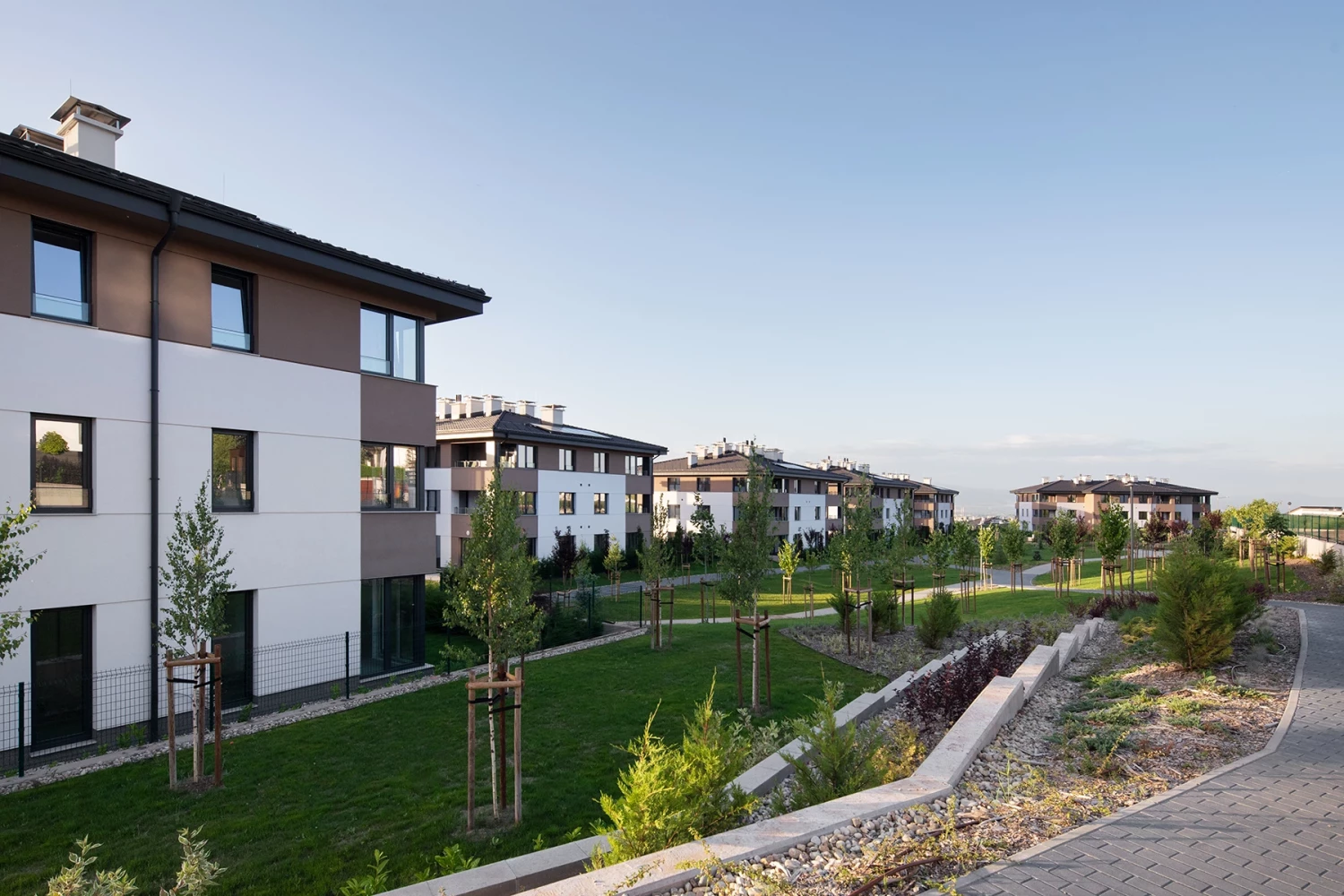 General view of the residential buildings and landscaped areas at Residential Park Sofia Phase 3B