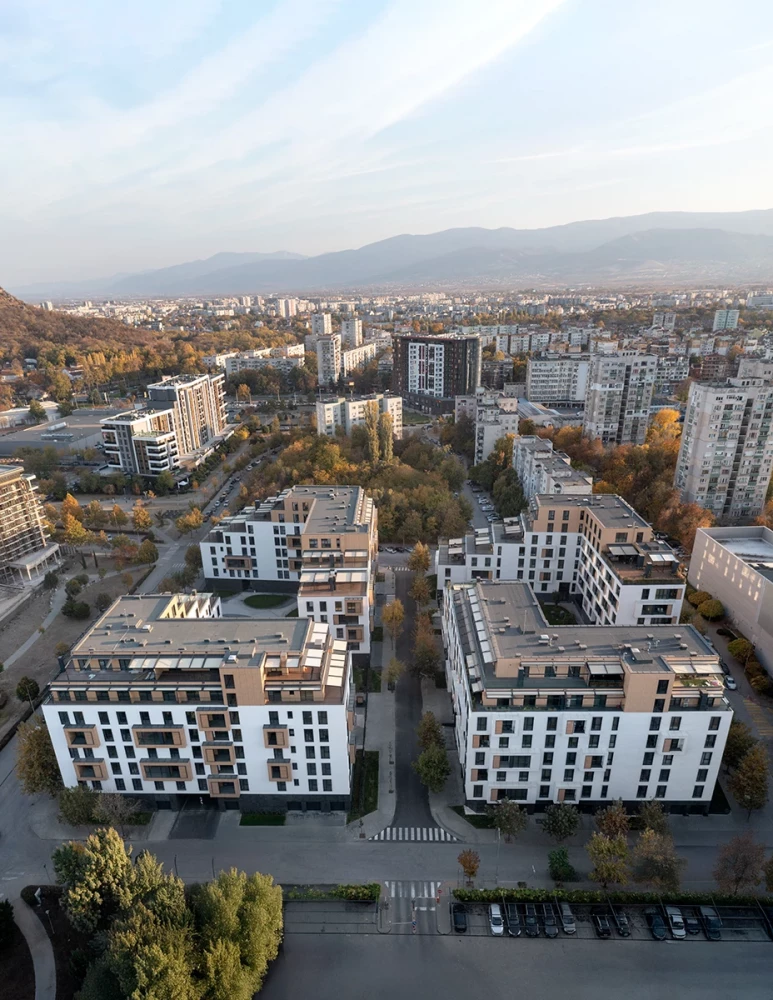 Aerial view of Royal Garden and the urban surroundings of Plovdiv by IPA - Architecture and more
