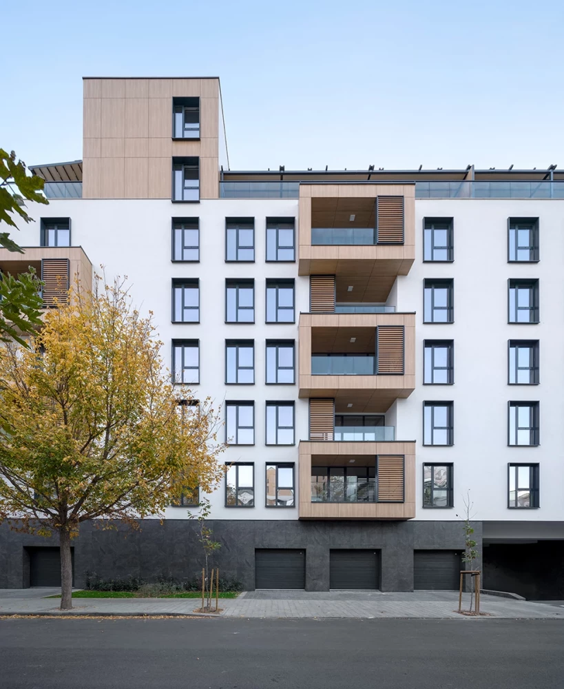 Residential facade with balconies at Royal Garden in Plovdiv by IPA - Architecture and more