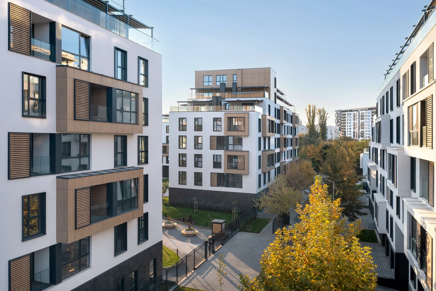 Inner courtyard and residential buildings at Royal Garden in Plovdiv