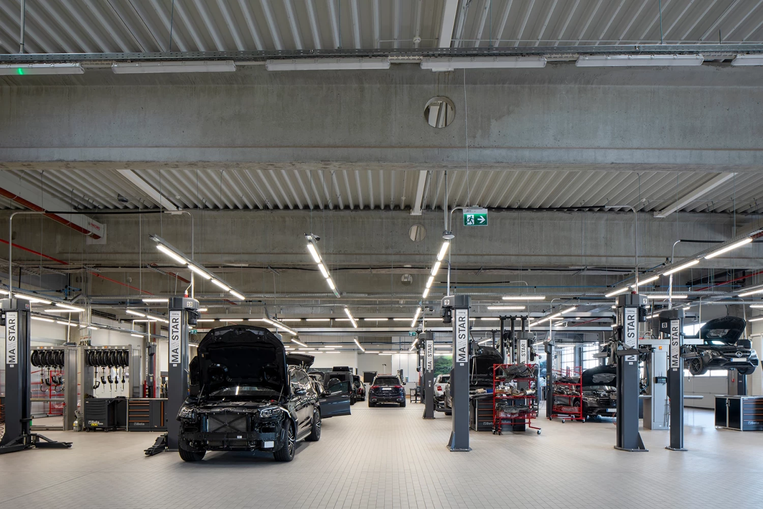 Interior of the automotive service workshop at the Silver Star complex in Sofia