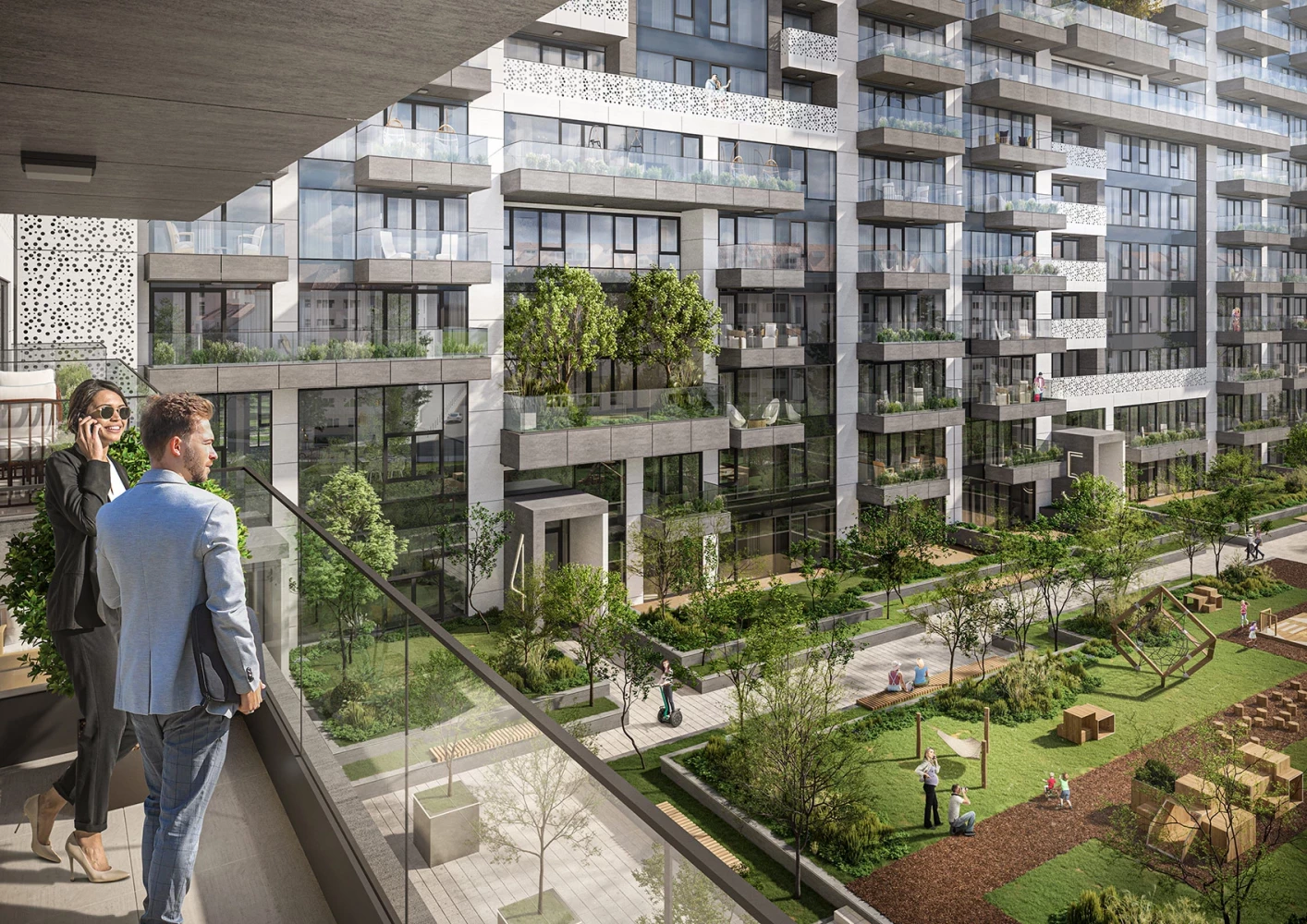 Общ изглед към многофункционалния жилищен комплекс Teatralna Park Residence в София