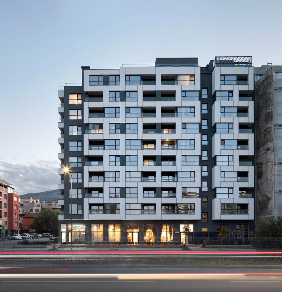 Front view of the main facade of Veda Resort in Sofia