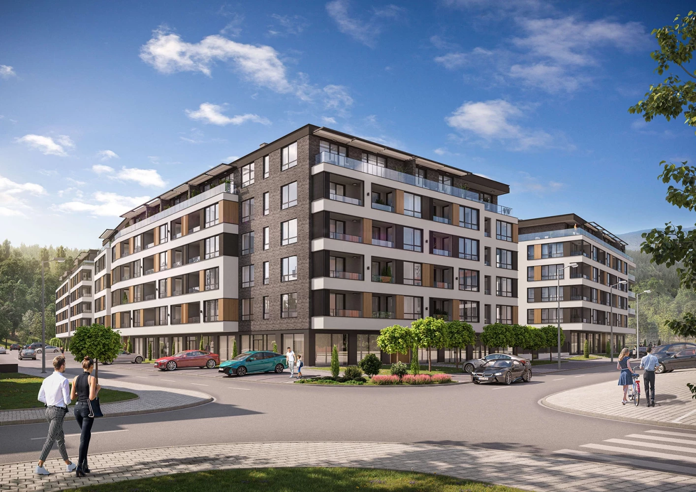 Street-level visualization of the residential buildings at Vitosha Apartments by IPA - Architecture and more