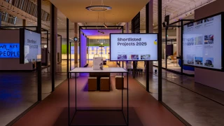 Exhibition area featuring the SHARE Architecture Awards 2025 shortlisted projects