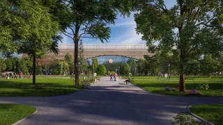 Pedestrian approach to Bulgarian Army Stadium through Borisova Garden