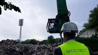 Architect observing demolition work at Bulgarian Army Stadium