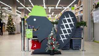 Beaver figure from GStroy’s updated visual identity inside the store