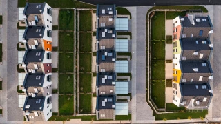 Aerial view of residential houses and landscaped areas at Residential Park Lozen
