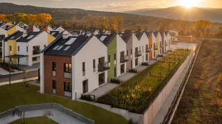 Residential Park Lozen with row houses and landscaped shared spaces