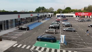 Parking area and EV charging spaces at Vidin Plaza Retail Park