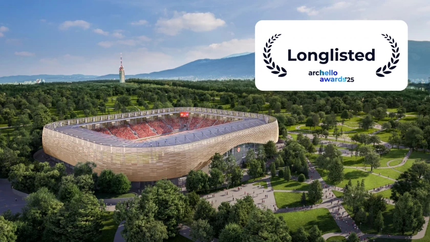 Реконструкция на стадион „Българска армия“ сред финалистите на Archello Awards 2025